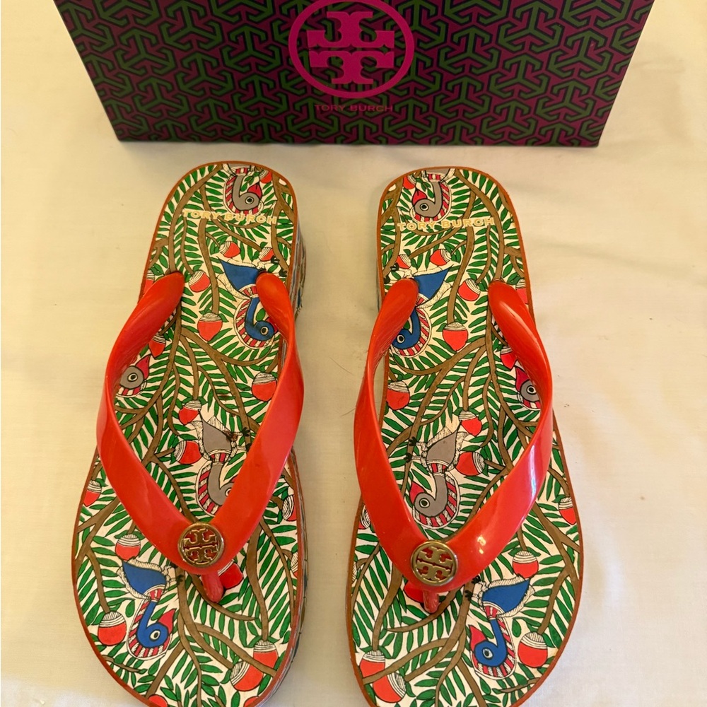 Tory Burch Multicolor Leaf Pattern Sandals - image 1